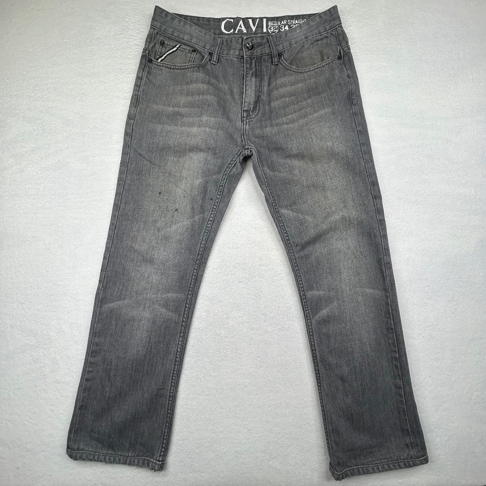 CAVI men's Regular Straight Denim Jean in gray, in size 32.